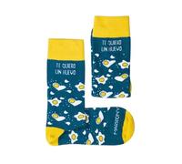 MARRON Y Chaussettes Te Quiero un œuf - Fabriquées en Espagne - Idéales pour cadeaux - Amusantes - 80 % coton - Unisexe - Taille de chaussette (35-40), Bleu et jaune, 35-40