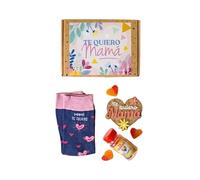 MARRON Y Noir - Pack cadeau chaussettes Te Quiero Mamá - Comprend un aimant et un pot de bonbons - 80 % coton - Femme - Cadeau fête des mères, anniversaire, cadeau émotionnel - Taille de chaussette