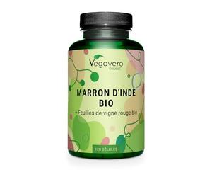 Marronnier d’Inde BIO 800 mg | Extraction en FRANCE | Circulation Sanguine | Vigne Rouge + Vitamine C Naturelle | 120 Gélules | VEGAN & Sans Additifs | Vegavero®