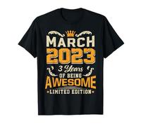 Mars 2023 Vintage 3 Ans Awesome 3e Anniversaire Mars T-Shirt