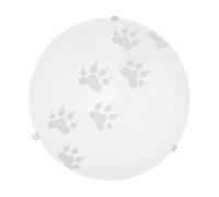 Eglo Plafonnier Mars, applique murale, plafonnier en acier, couleur : blanc, verre : blanc satiné motif patte, douille : E27