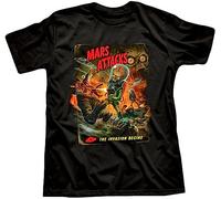 Mars Attacks Aliens Retro Movie Sci-FI Vintage T Shirt Short Sleeve Tee Black T-Shirts à Manches courtesn(Medium)