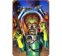 Mars Attacks! Poster vintage avec logo en étain pour décoration murale de maison, porte, jardin, bar, café, bureau, restaurant, boutique, club, cadeau 30,5 x 20,3 cm