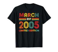 Mars Est 2005 Anniversaire Édition limitée 21 Ans 21 Ans T-Shirt