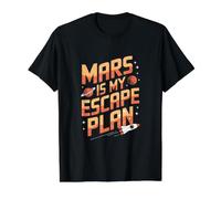 Mars est Mon Plan d'évasion Funny Mars T-Shirt Graphique avec Valeur, Homme, Noir, L