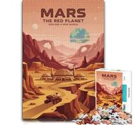 Mars Exploration Poster, Puzzle en Bois pour Adultes, 300 PCS