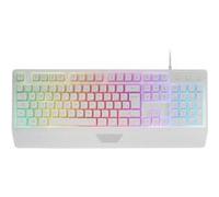 Mars Gaming MK124, Clavier Ergonomique H-Mech, Repose-Poignets Intégré, Éclairage FRGB Rainbow, Clavier Gaming Antighosting Avancé, Clavier PC Multiplateforme Complet, Langue Français, Blanc