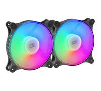 Mars Gaming – Kit ventilateurs MF-Duo – 2x FRGB Rainbow 360°, Ultra-silencieux, 3PIN+4PIN – Noir