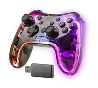 Mars Gaming Manette sans fil 2.4GPRO MGP-24 – Translucide Neon RGB, Double vibration, PC/PS4/Xbox360