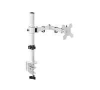 Mars Gaming MARM1W Support Bureau Écran Plat 13"-32" (max 8kg) VESA 75/100, Rotation 360°, Pivot 180°, Hauteur Réglable, Blanc