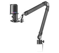 Mars Gaming MMIC-XT, Microphone de Studio Professionnel Haute Définition 192Khz 24-bit, Bras Omnidirectionnel, Monture Antivibratoire, Filtre Pop en Maille Métallique, Noir