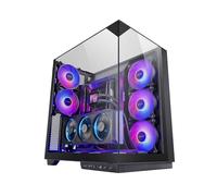 MARS GAMING MC-3GF, Boîtier Gaming ATX, Triple Verre Trempé, 2X Ventilateurs ARGB Arrière 120mm, Montage Vertical des Cartes Graphiques, Tour PC avec Support Watercooling Jusqu’à 360mm, Noir