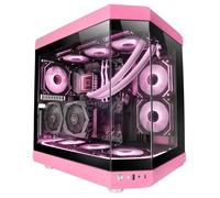 Mars Gaming MC-3T, Boîtier Gaming Custom ATX, Triple Verre Trempé Continu, Double Caméra Latérale, 3X Slots PCI Verticaux, Rose