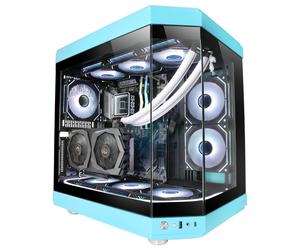 Mars Gaming MC-3T Premium Gaming Case - Trois panneaux en verre trempé - Montage GPU vertical - Capacité pour 10 ventilateurs - USB-C avancé - Couleur bleue