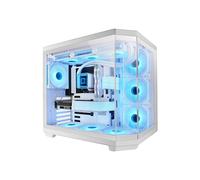 Mars Gaming MC-3TCORE, Boîtier ATX, Triple Verre Trempé, Double Chambre, Compatible avec Cartes-mères à Connecteurs Inversés, Blanc