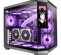 Mars Gaming MC-3TCORELCD Boîtier Gaming ATX, Écran IPS 7,2” Personnalisable, Triple Verre Trempé Amovible, Structure Double Chambre Latérale, Support de Refroidissement Liquide jusqu'à 360mm, Noir