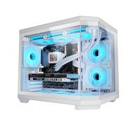 Mars Gaming MC-3TCOREM, Boîtier Gaming Custom Micro-ATX, Triple Fenêtre en Verre Trempé, Double Chambre Latérale, Support Refroidissement Liquide 360mm, Gestion Câblage, Mini-Tour PC, USB-C, Blanc