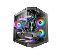 Mars Gaming MC-3TLITE, Boîtier Gaming MicroATX, Triple Verre Trempé Continu, Ventilateur Arrière FRGB 120mm, Structure à Double Chambre, Mini Tour PC Compacte avec Grande Capacité Interne, Noir