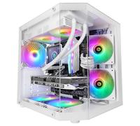 Mars Gaming MC-3TLITE, Boîtier Gaming MicroATX, Triple Verre Trempé Continu, Ventilateur Arrière FRGB 120mm, Structure à Double Chambre, Mini Tour PC Compacte avec Grande Capacité Interne, Blanc
