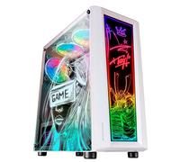 MARS GAMING MC-Art, Boîtier PC Gaming ATX, Double Vitrage Trempé Dessinable, ARGB 12 Modes, Ventilateur 12cm, Blanc