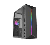 Mars Gaming MC-Blaze, Boîtier Gaming ATX, 1x Ventilateur FRGB Arrière 80mm, Bande LED RGB Frontale avec Effets Multiples, Fenêtre Latérale Complète, Moyen Tour PC avec Grande Capacité Interne, Noir