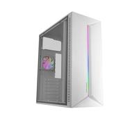 Mars Gaming MC-Blaze, Boîtier Gaming ATX, 1x Ventilateur FRGB Arrière 80mm, Bande LED RGB Frontale avec Effets Multiples, Fenêtre Latérale Complète, Moyen Tour PC avec Grande Capacité Interne, Blanc