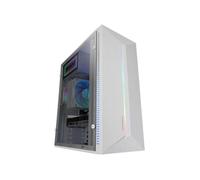 Mars Gaming MC-Blaze, Boîtier Gaming ATX, 1x Ventilateur FRGB Arrière 80mm, Bande LED RGB Frontale avec Effets Multiples, Fenêtre Latérale Complète, Moyen Tour PC avec Grande Capacité Interne, Blanc
