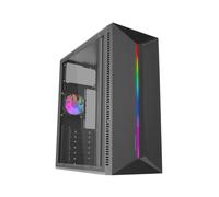 Mars Gaming MC-Blaze, Boîtier Gaming ATX, 1x Ventilateur FRGB Arrière 80mm, Bande LED RGB Frontale avec Effets Multiples, Fenêtre Latérale Complète, Moyen Tour PC avec Grande Capacité Interne, Noir