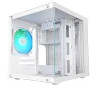 Mars Gaming MC-Cube, Boîtier PC MicroATX, Format Cube Ultracompact, Verre Trempé Panoramique, Ventilateur Arrière ARGB 120mm, Support Refroidissements Liquides jusqu'à 120mm, Mini-Tour USB-C, Blanc