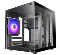 Mars Gaming MC-Cube, Boîtier PC MicroATX, Format Cube Ultracompact, Verre Trempé Panoramique, Ventilateur Arrière ARGB 120mm, Support Refroidissements Liquides jusqu'à 120mm, Mini-Tour USB-C, Noir