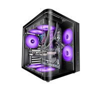 Mars Gaming MC-CURV, Boîtier Gaming ATX, Triple Verre Trempé Courbé Continu l’Avant et sur Le Côté, Structure à Double Chambre, Moyen-Tour PC Compact, Grande Capacité Interne, USB-C et USB 3.0, Noir