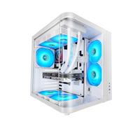 Mars Gaming MC-CURV, Boîtier Gaming ATX, Triple Verre Trempé Courbé Continu l’Avant et sur Le Côté, Structure à Double Chambre, Moyen-Tour PC Compact, Grande Capacité Interne, USB-C et USB 3.0, Blanc
