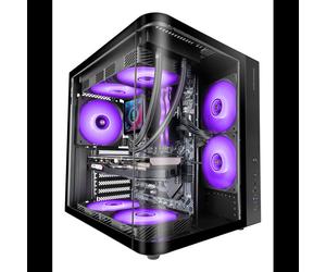 Mars Gaming MC-CURV - Boîtier PC Midi Tower ATX/MicroATX/Mini-ITX Noir - Double Chambre - Verre Trempé Courbé - USB 3.0 & USB-C - Ventirad 165mm - GPU 334mm