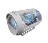 Mars Gaming MC-Cylon, Boîtier Gaming MicroATX, Design Cylindrique de Turbine, Verre Trempé et Fenêtre Supérieure Panoramique Courbée, Ventilateur RGB Frontal 200mm + Ventilateur Arrière 120mm, Blanc