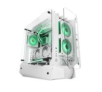Mars Gaming MC-Edge, Boîtier Gaming ATX, Design Open Air, Triple Panneau Verre Trempé, Boîtier PC Moyen Tour, Support Refroidissement Liquide 240 mm, Système Gestion Câbles, USB-C et USB 3.0, Blanc
