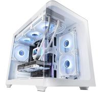 Mars Gaming Boîtier Micro-ATX MC-FUSIONM, Verre trempé courbé, Double chambre, Blanc