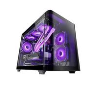 Mars Gaming MC-FUSIONM, Boîtier Gaming Micro-ATX, Fenêtre Latérale et Façade Verre Trempé Courbé Continu, Mini-Tour PC Double Chambre, Support Refroidissement Liquide, Espace Interne Optimisé, Noir