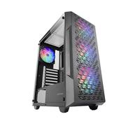 Mars Gaming MC-GEO, Boîtier Gaming ATX, 4X Ventilateurs FRGB Rainbow 12cm, Panneau Avant Mesh Géométrique, Fenêtre Verre Trempé, Semi-Tour PC Double Chambre, Support Refroidissement Liquide, Noir