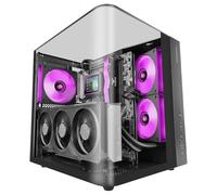 Mars Gaming MC-INFINIOLITE, Boîtier Gaming ATX, Verre Trempé Courbé Continu Sans Cadre, Panneau Supérieur en Verre, Structure Double Chambre, Support Refroidissement Liquide jusqu'à 240mm, USB-C, Noir