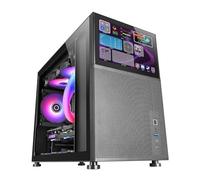 Mars Gaming MC-LCD, Boîtier PC Micro-ATX Gaming, Ecran LCD IPS 8"", Grille Latérale, Supérieure et Frontale, Verre Trempé, Noir