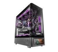 Mars Gaming MC-LCDPRO, Boîtier Gaming ATX, Écran LCD IPS 7.2" Personnalisable, Verre Trempé Courbé Avant et Latéral, Structure à Double Chambre, Support Refroidissement Liquide Jusqu’à 360mm, Noir
