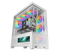 Mars Gaming MC-LCDX, Boîtier Gaming ATX, Écran IPS 9.16" et Connexion HDMI, Verre Trempé Continu, Panneau Inférieur Full Mesh, Double Chambre, Support Refroidissement Liquide Jusqu’à 360mm, Blanc