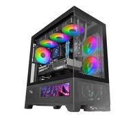 Mars Gaming MC-LCDX, Boîtier Gaming ATX, Écran IPS 9.16" et Connexion HDMI, Verre Trempé Continu, Panneau Inférieur Full Mesh, Double Chambre, Support Refroidissement Liquide Jusqu’à 360mm, Noir