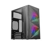 MARS GAMING MC-ME, Boîtier Gaming Compact MicroATX, Fenêtre Latérale en Verre Trempé, Design Frontal Géométrique Total-Mesh, 2X Ventilateurs FRGB 120mm, Noir