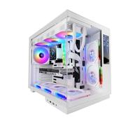 Mars Gaming MC-Mirage, Boîtier Gaming ATX, Écran LCD IPS 7,2” Personnalisable, Verre Trempé Continu Frontal et Latéral, Structure Double Chambre, Support Watercooling Jusqu’à 360mm, Blanc