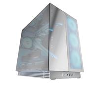 Mars Gaming MC-NOVA3, Boîtier Gaming Custom XXL E-ATX, Triple Verre Chromé Continu sans Cadre, Support Complet Refroidissement Liquide, Aluminium Aérospatial 2mm, Tour PC Double Chambre, USB-C, Blanc