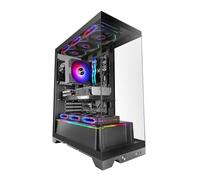 Mars Gaming MC-Prisma, Boîtier Gaming ATX, Triple Verre Trempé Continu sans Cadre, Éclairage ARGB Latéral et Frontal, Double Chambre, Support Refroidissement Liquide Jusqu’à 360mm, Noir