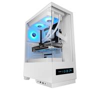 Mars Gaming MC-Pulsar, Boîtier Gaming ATX, Écran LCD Frontal en Temps réel, Double Verre Trempé Frontal et Latéral, Système de Câblage CABLEHATCH, Refroidissement Liquide Jusqu'à 240mm, Blanc