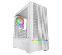 Mars Gaming MC-Quantum, Boîtier PC Gaming ATX, Façade Mesh avec Bande LED ARGB, Verre Trempé Latéral Complet, 4X Ventilateurs FDB 120mm, Support Refroidissement Liquide jusqu'à 240mm, USB-C, Blanc