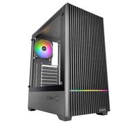 Mars Gaming MC-Quantum, Boîtier PC Gaming ATX, Façade Mesh avec Bande LED ARGB, Verre Trempé Latéral Complet, 4X Ventilateurs FDB 120mm, Support Refroidissement Liquide jusqu'à 240mm, USB-C, Noir